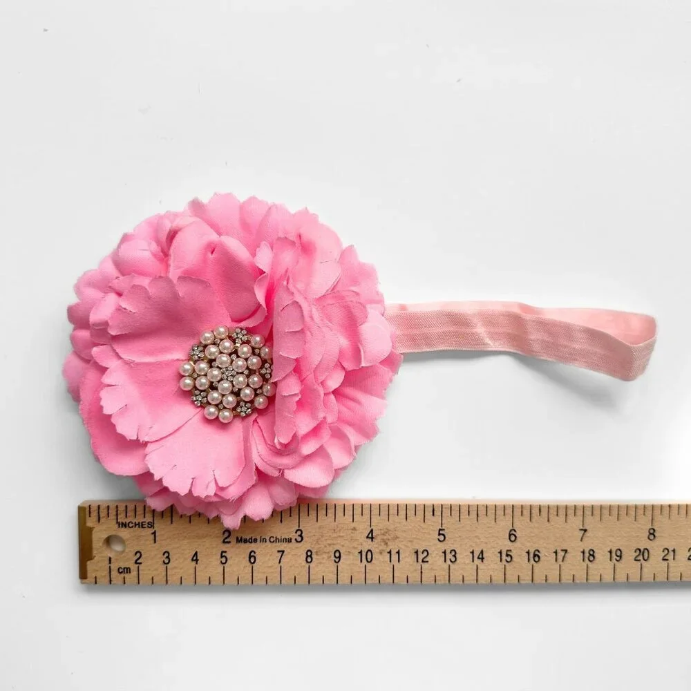 NWT Pretty Vintage Inspired Girls Headband Hair Floral Beaded Bubble Gum Pink OS